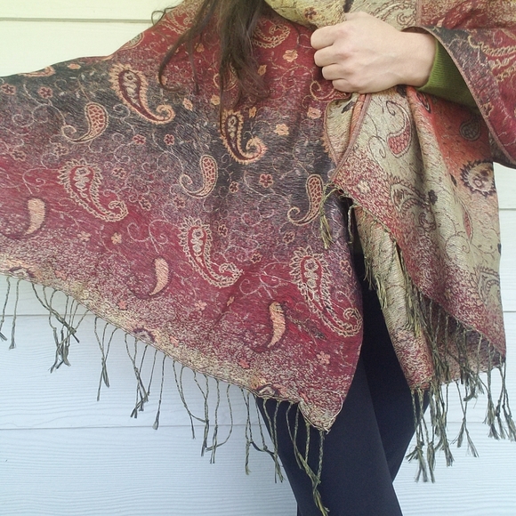Scaf Wrap Accessory Boho Hippie Gypsy Paisley Print Tassels Super Soft! FALL - Picture 9 of 12